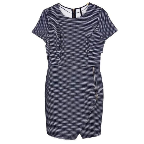 NWT Kensie Black & White Checkered Knit Zipper Skirt Dress Women's Size M - Picture 3 of 11